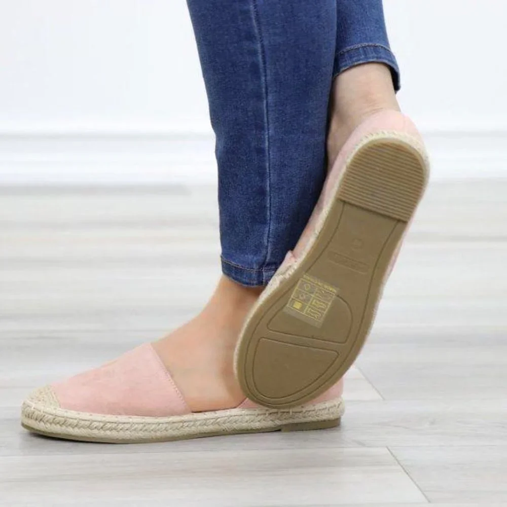 Rose Vegan Suede Flat Slip On Loafer Espadrille - Picture 10 of 12